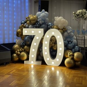 Light up Number "70" with Warm globes