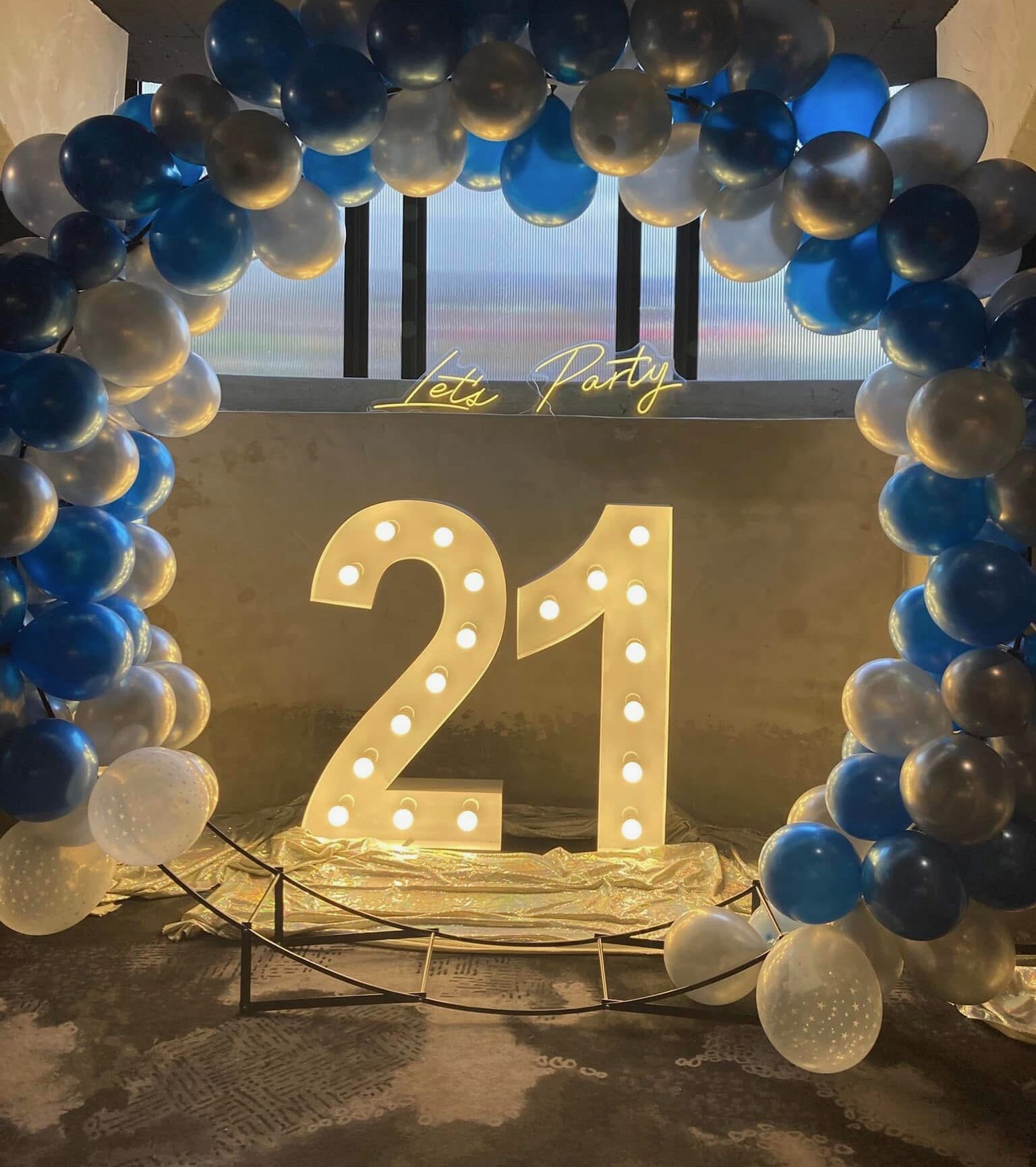 Light Up Number 21 with warm globes